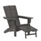 Merrick Lane Ridley HDPE Adirondack Chair with Cup Holder and Pull Out Ottoman, All-Weather HDPE Indoor/Outdoor Lounge Chair